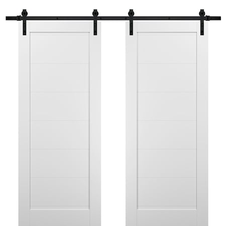 Sartodoors Double Barn Interior Door, 56" x 96", White QUADRO4115DB-WS-5696